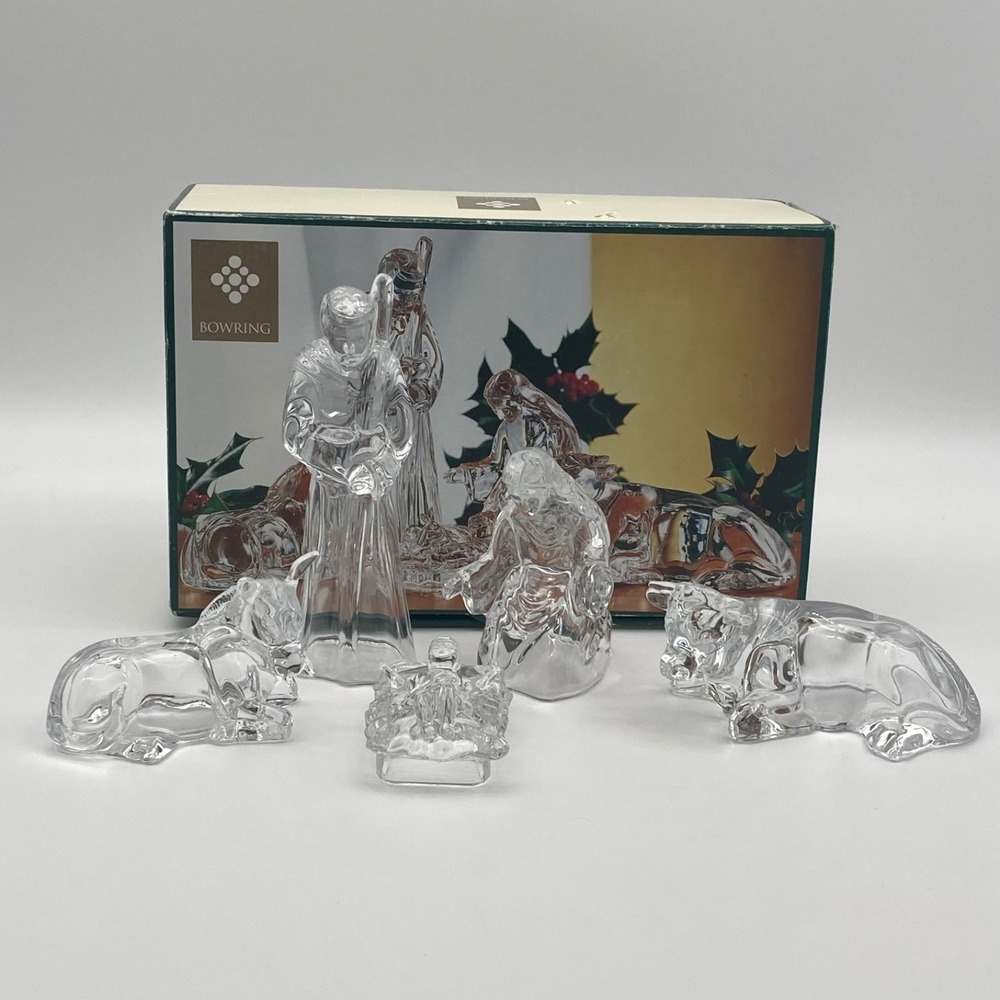 Bowring Clear Crystal Nativity Set 5 Piece Holy Family France Arc International